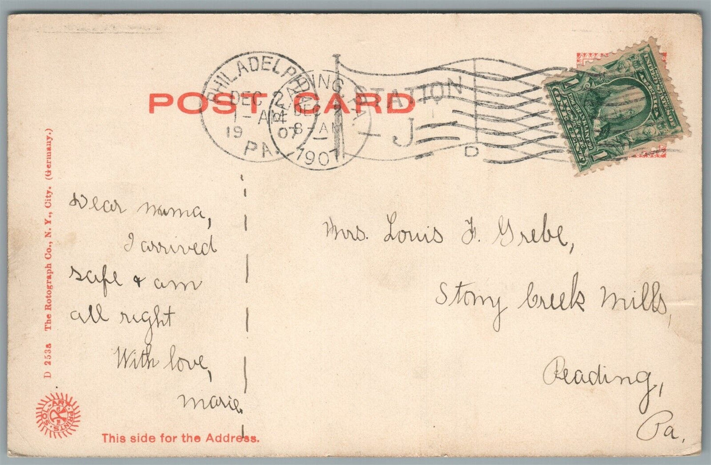 PHILADELPHIA PA GERMANTOWN CHEW MANSION CLIVEDEN ANTIQUE POSTCARD