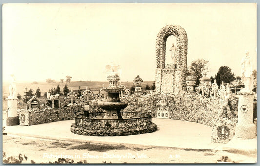 DICKEYVILLE WI PATRIOTISM in STONE ANTIQUE REAL PHOTO POSTCARD RPPC