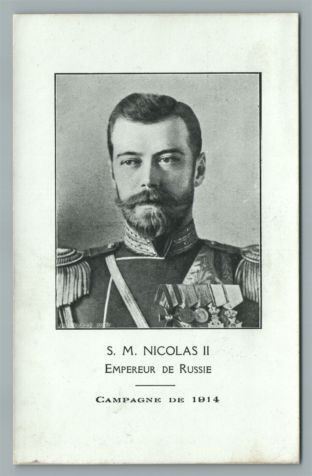 RUSSIAN TSAR NICHOLAS II WWI ERA 1914 ANTIQUE FRENCH POSTCARD