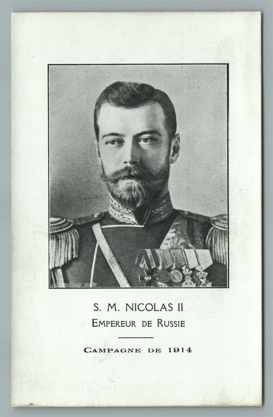 RUSSIAN TSAR NICHOLAS II WWI ERA 1914 ANTIQUE FRENCH POSTCARD