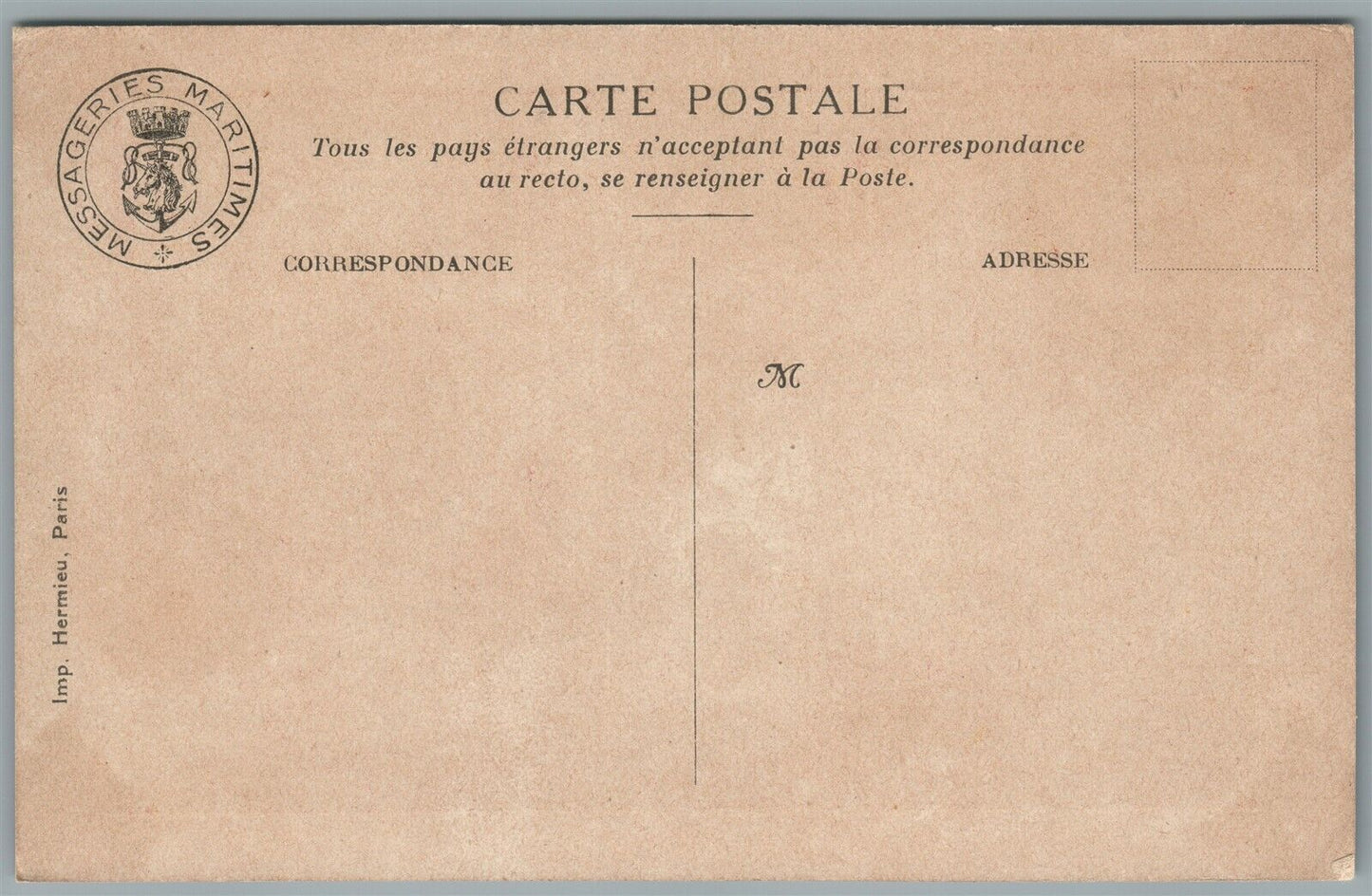 VIETNAM SAIGON CROQUIS D'ESCALE ANTIQUE POSTCARD