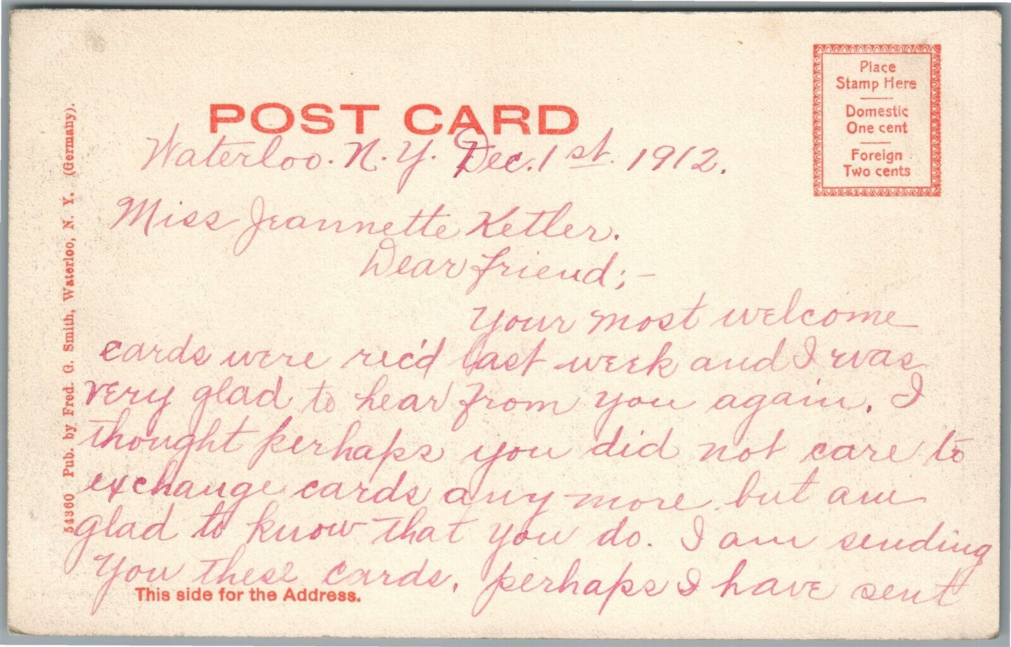 WATERLOO NY WOOLEN MILLS ANTIQUE POSTCARD