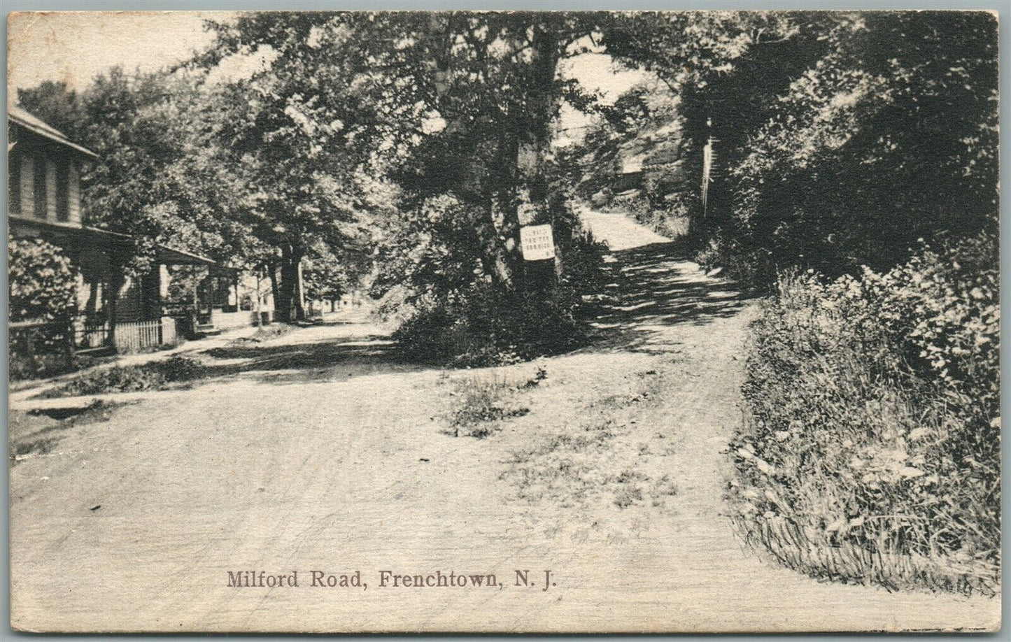 FRENCHTOWN NJ MILFORD ROAD 1907 ANTIQUE POSTCARD