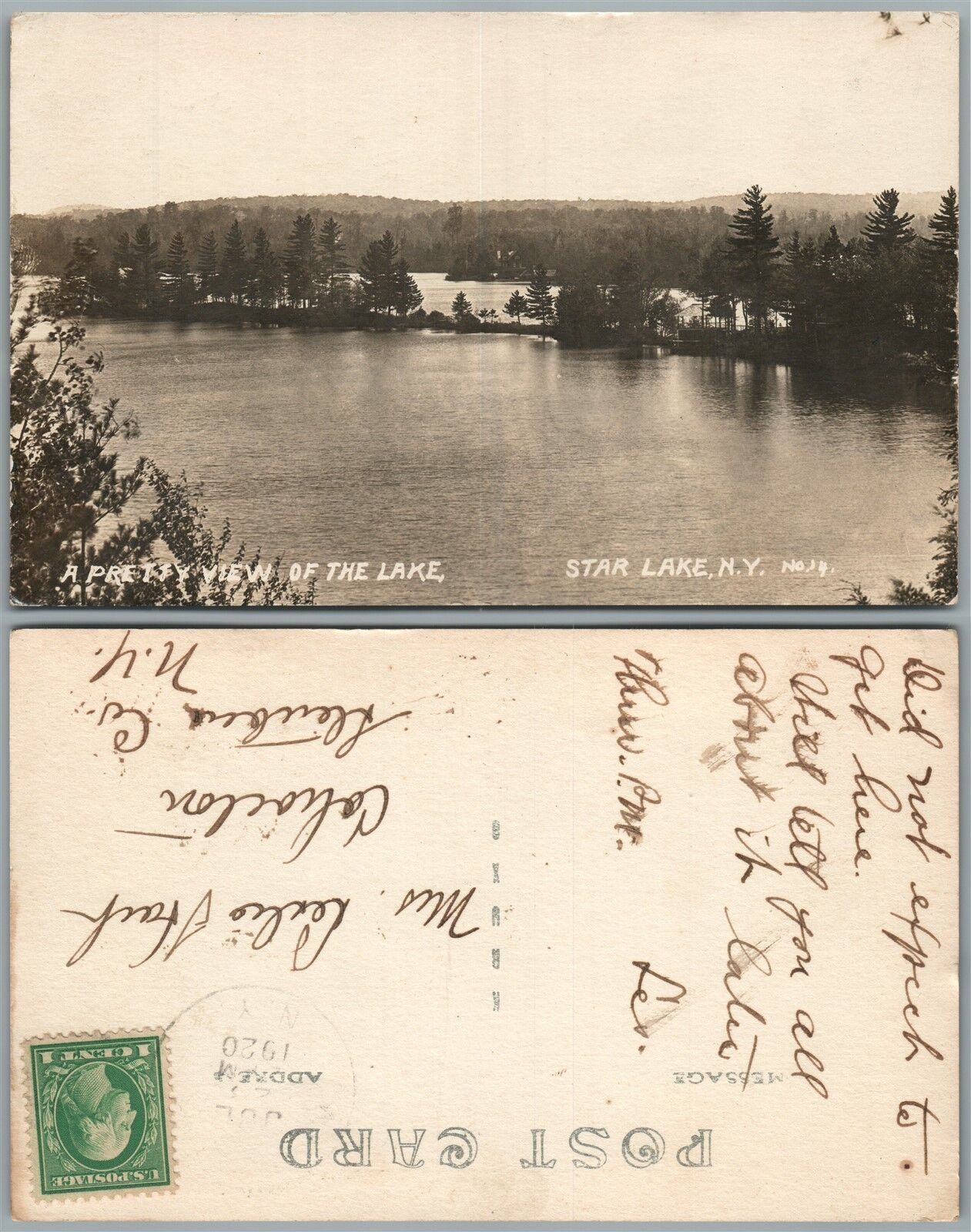 STAR LAKE N.Y. 1920 REAL PHOTO ANTIQUE POSTCARD RPPC