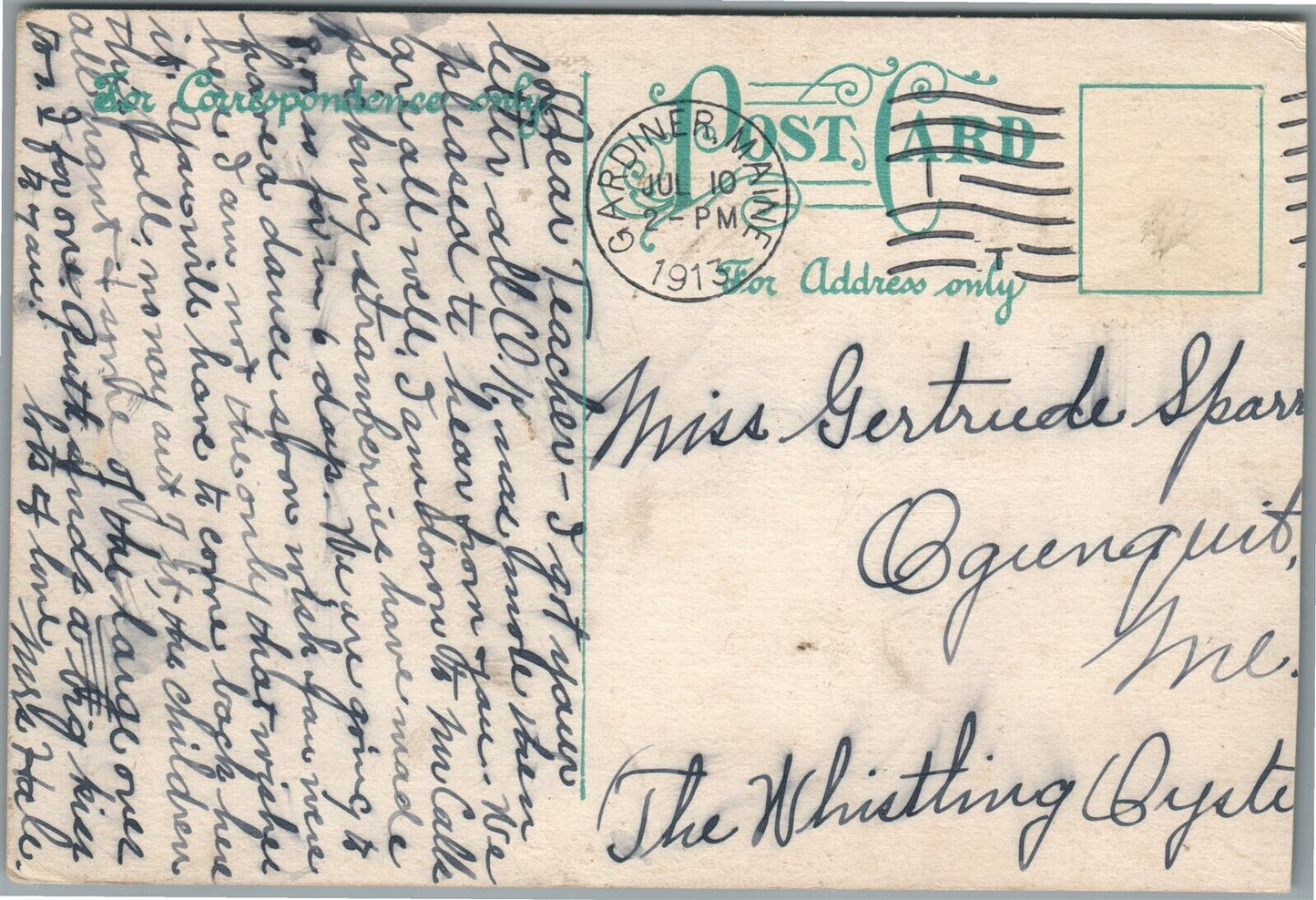 GARDINER ME WATER STREET ANTIQUE POSTCARD