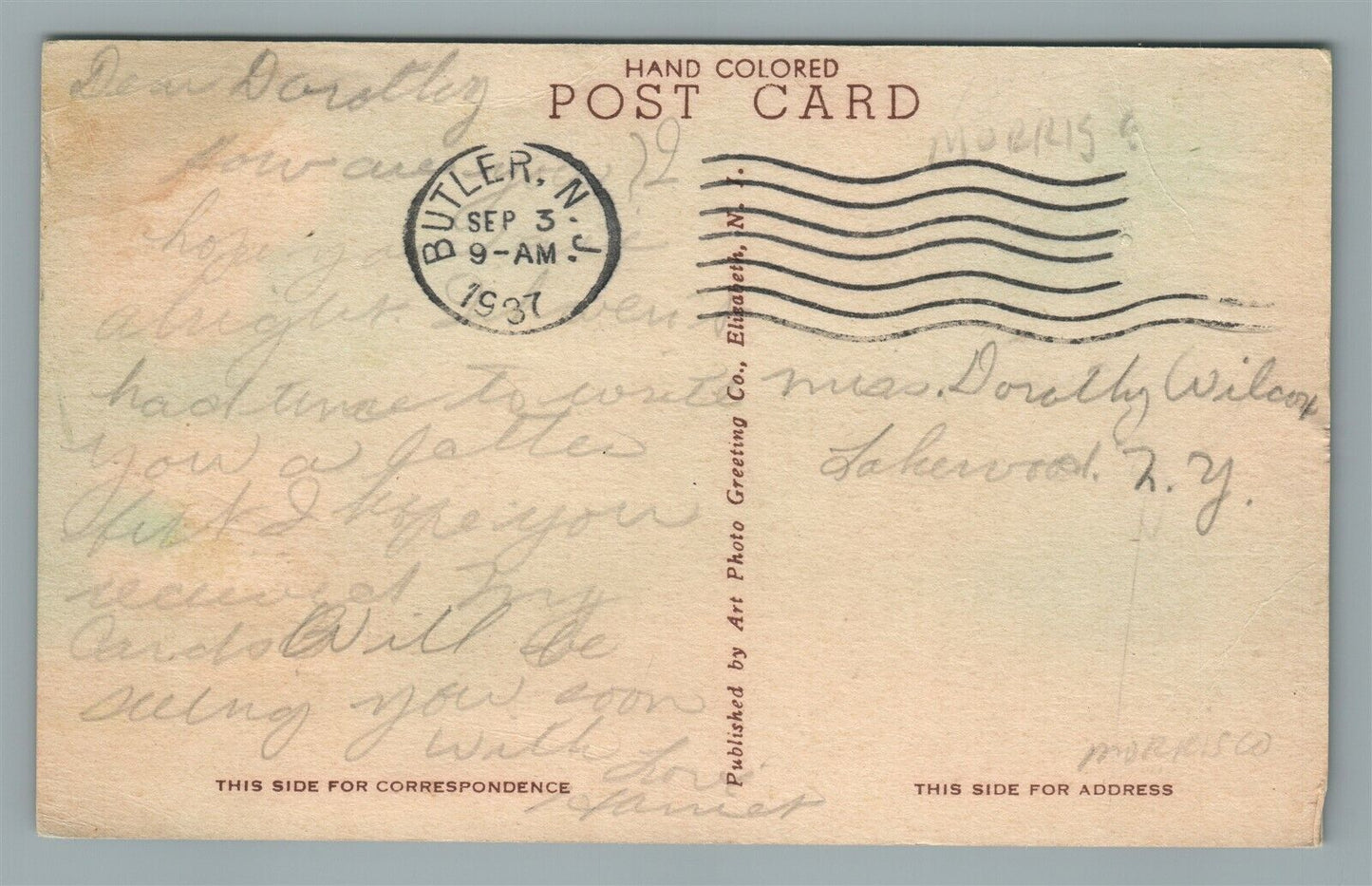 BUTLER NJ at STAR LAKE CAMP ANTIQUE POSTCARD