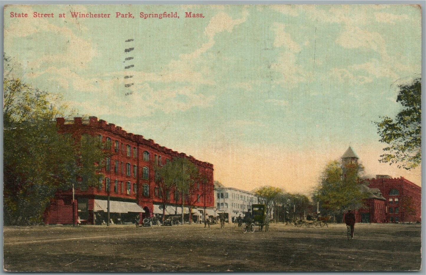 SPRINGFIELD MA STATE STREET AT WINCHESTER PARK ANTIQUE POSTCARD