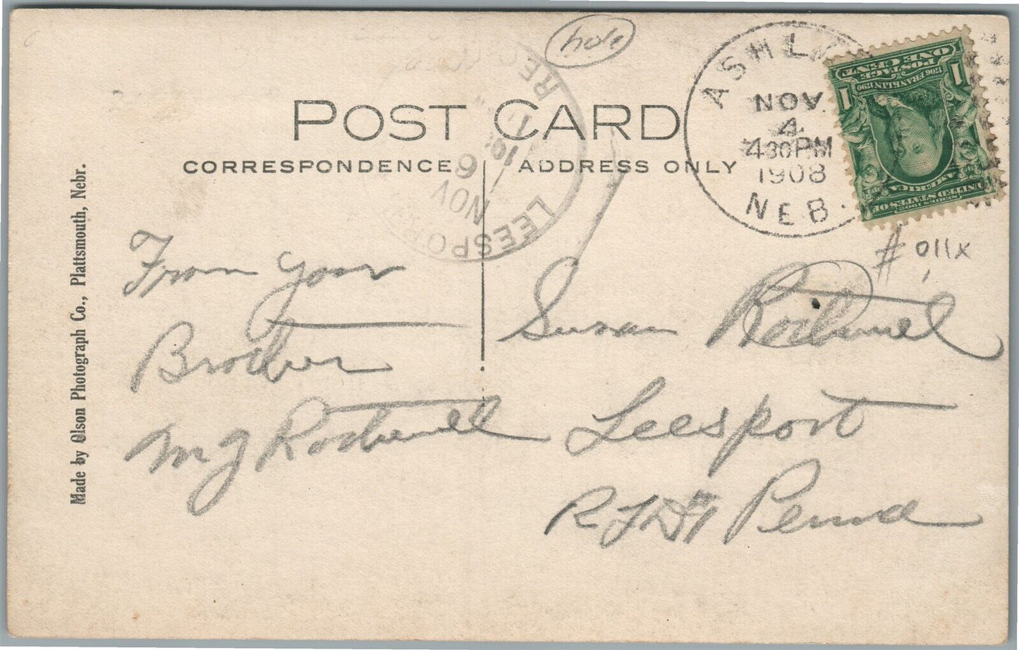 ASHLAND NE SILVER STREET ANTIQUE REAL PHOTO POSTCARD RPPC