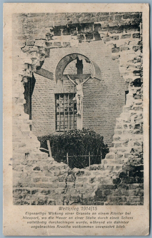 MILITARY GERMAN WWI ERA 1915 ANTIQUE POSTCARD WELTKRIEG 1914/15 DESTROYED CHURCH