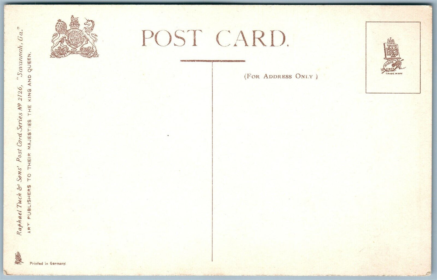 SAVANNAH GA BULL STREET ANTIQUE POSTCARD