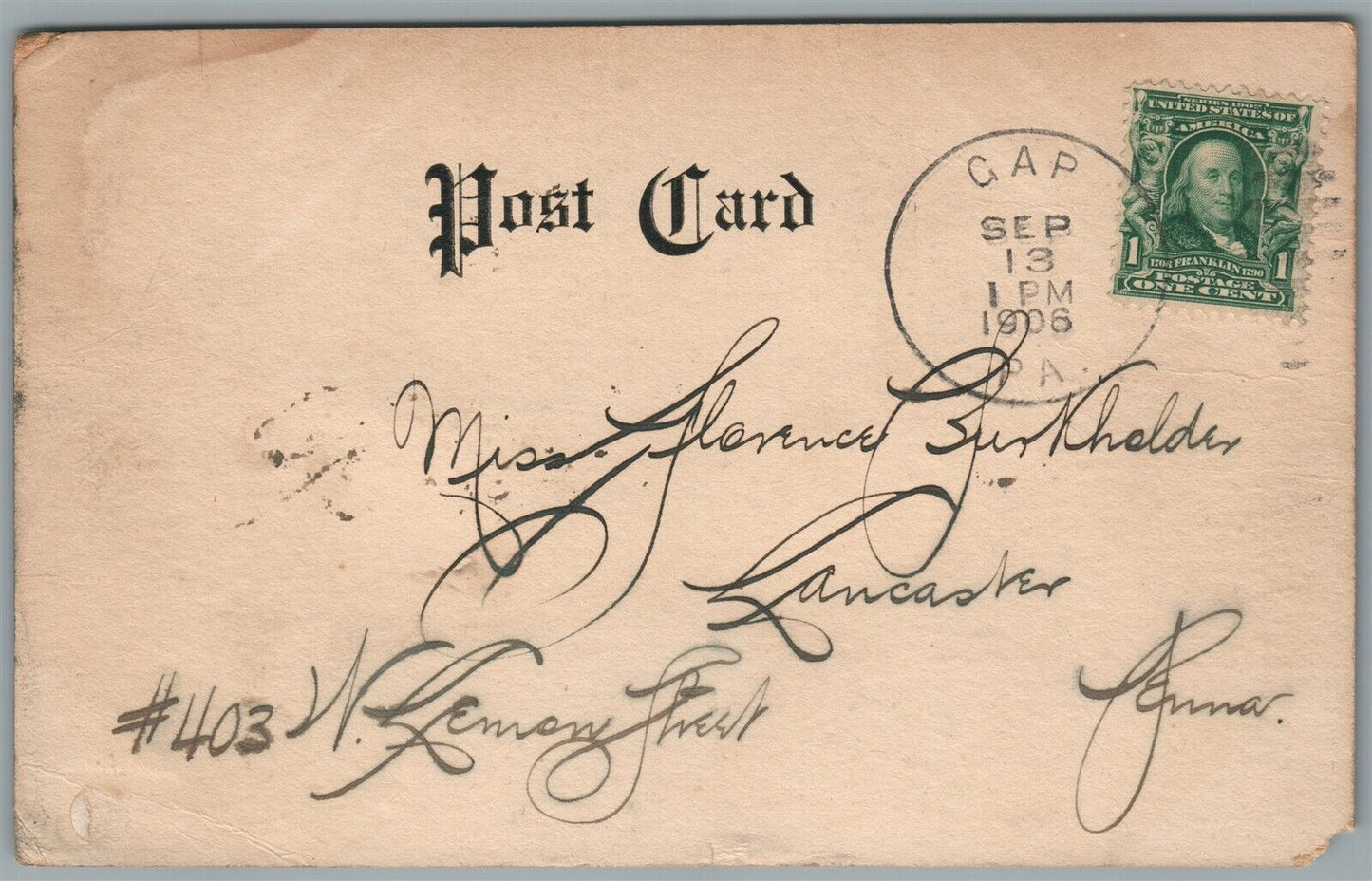 GAP PA RAILROAD CUT ANTIQUE POSTCARD