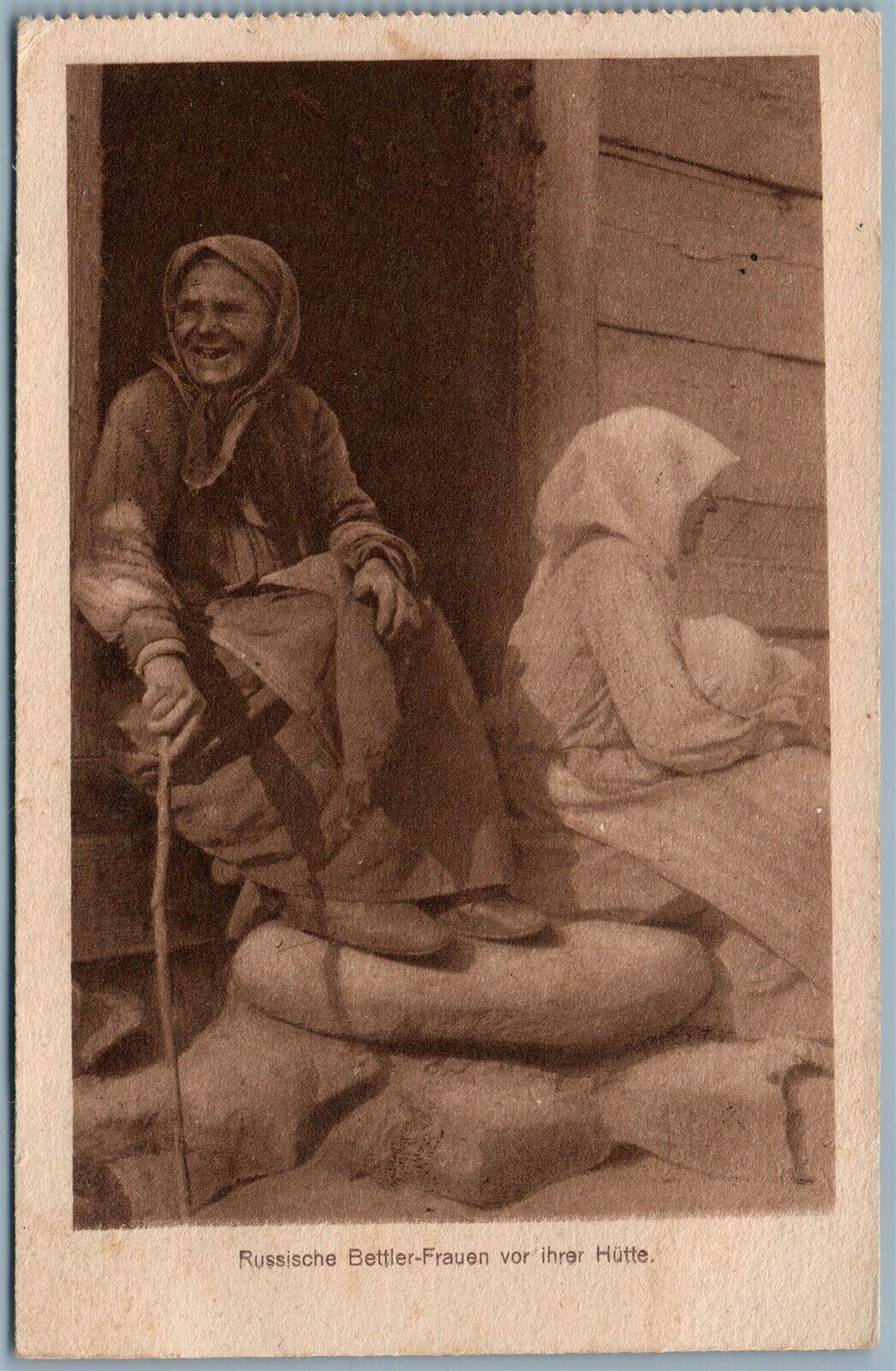RUSSIAN OLD LADY 1917 ANTIQUE GERMAN MILITARY FELDPOST POSTCARD