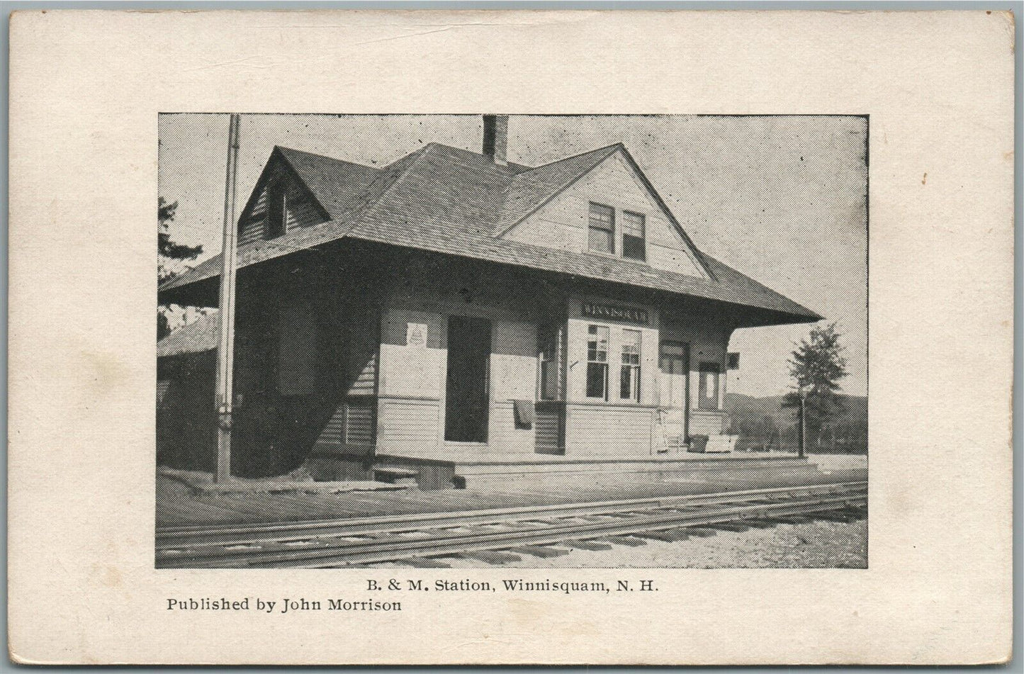 WINNISQUAM NH RAILROAD STATION RAILWAY DEPOT ANTIQUE POSTCARD