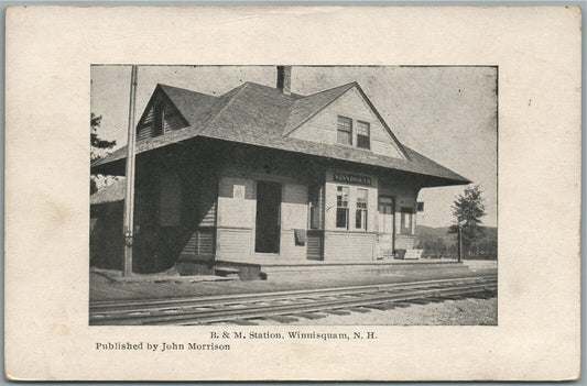 WINNISQUAM NH RAILROAD STATION RAILWAY DEPOT ANTIQUE POSTCARD