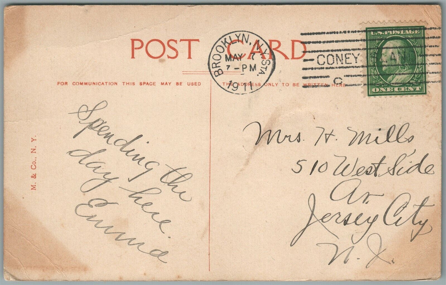 CONEY ISLAND BROOKLYN NY PIKE'S PEAK ANTIQUE POSTCARD