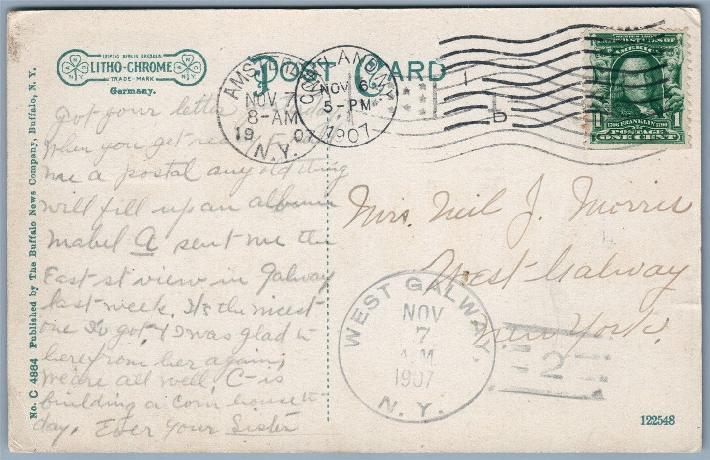 CORTLAND NY RAILROAD STATION 1907 ANTIQUE POSTCARD railway train depot