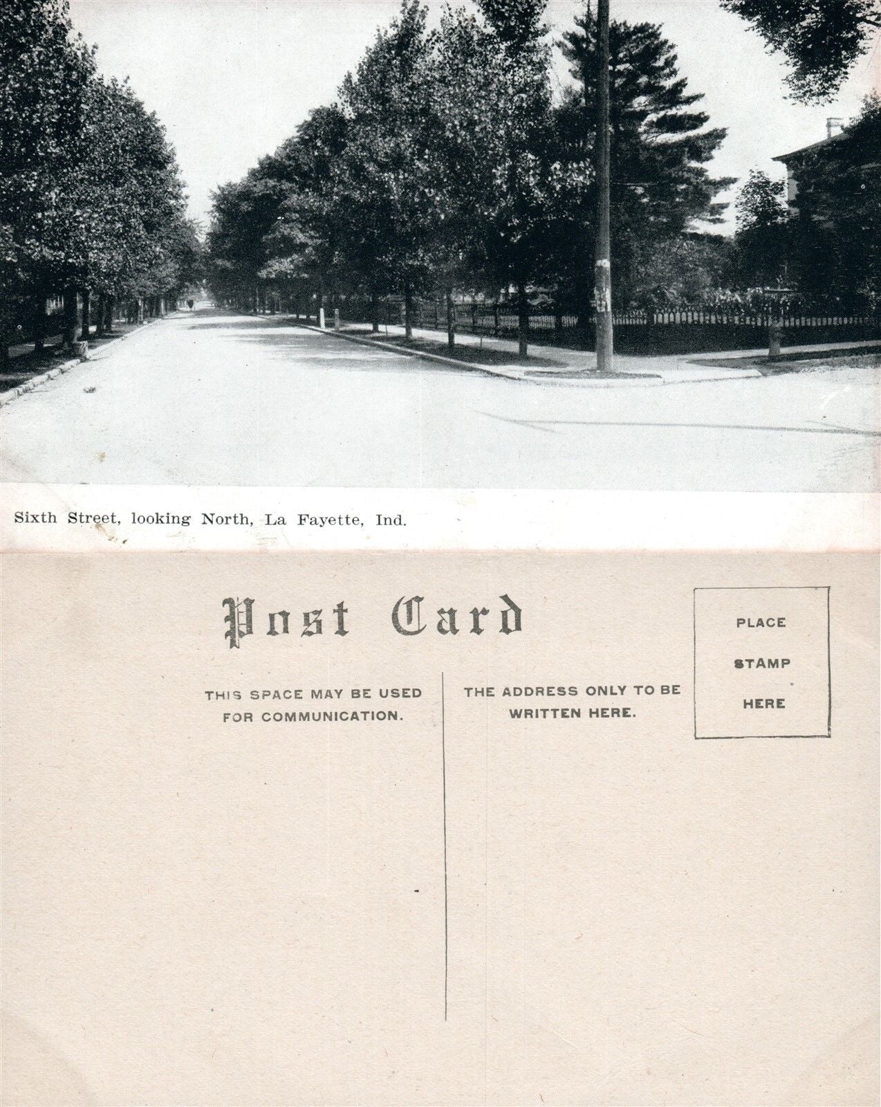 LA FAYETTE IN SIXTH STREET ANTIQUE POSTCARD