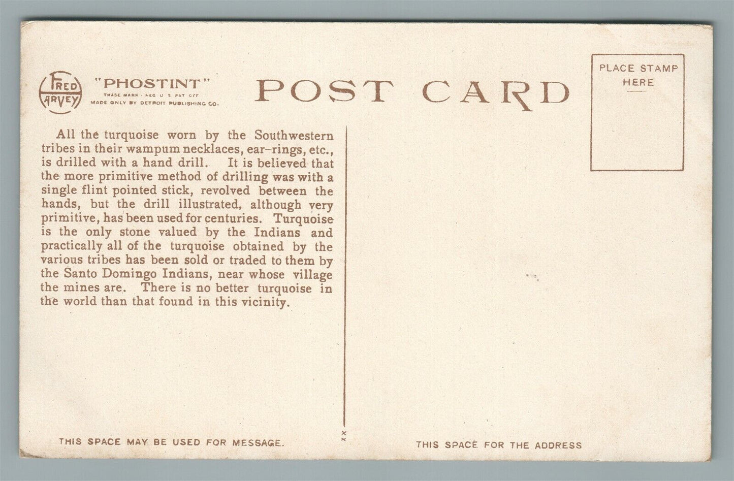 PUEBLO INDIAN DRILLING TURQUOISE NEW MEXICO ANTIQUE POSTCARD