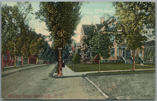 GLOVERSVILLE NY BLEECKER STREET ANTIQUE POSTCARD