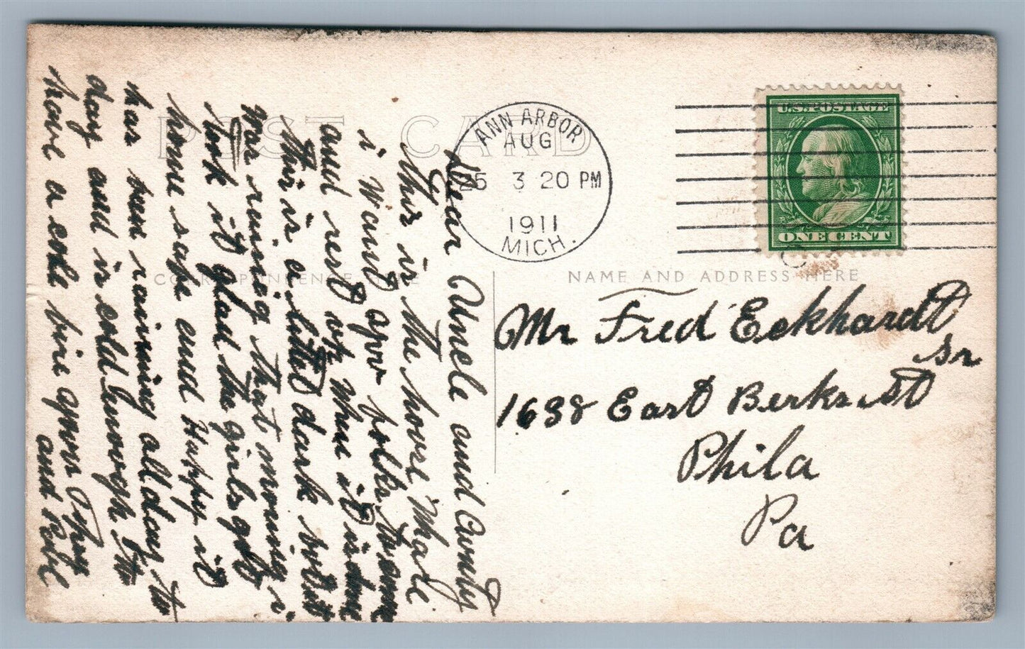 RAILROAD TRACKS ANTIQUE REAL PHOTO POSTCARD RPPC STAMPED ANN ARBOR MI railway