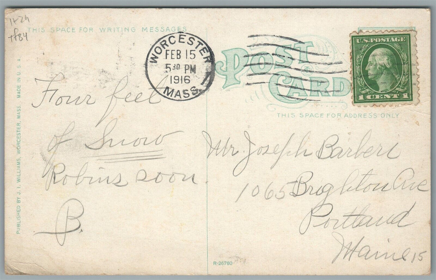 WORCESTER MA FRONT STREET ANTIQUE POSTCARD