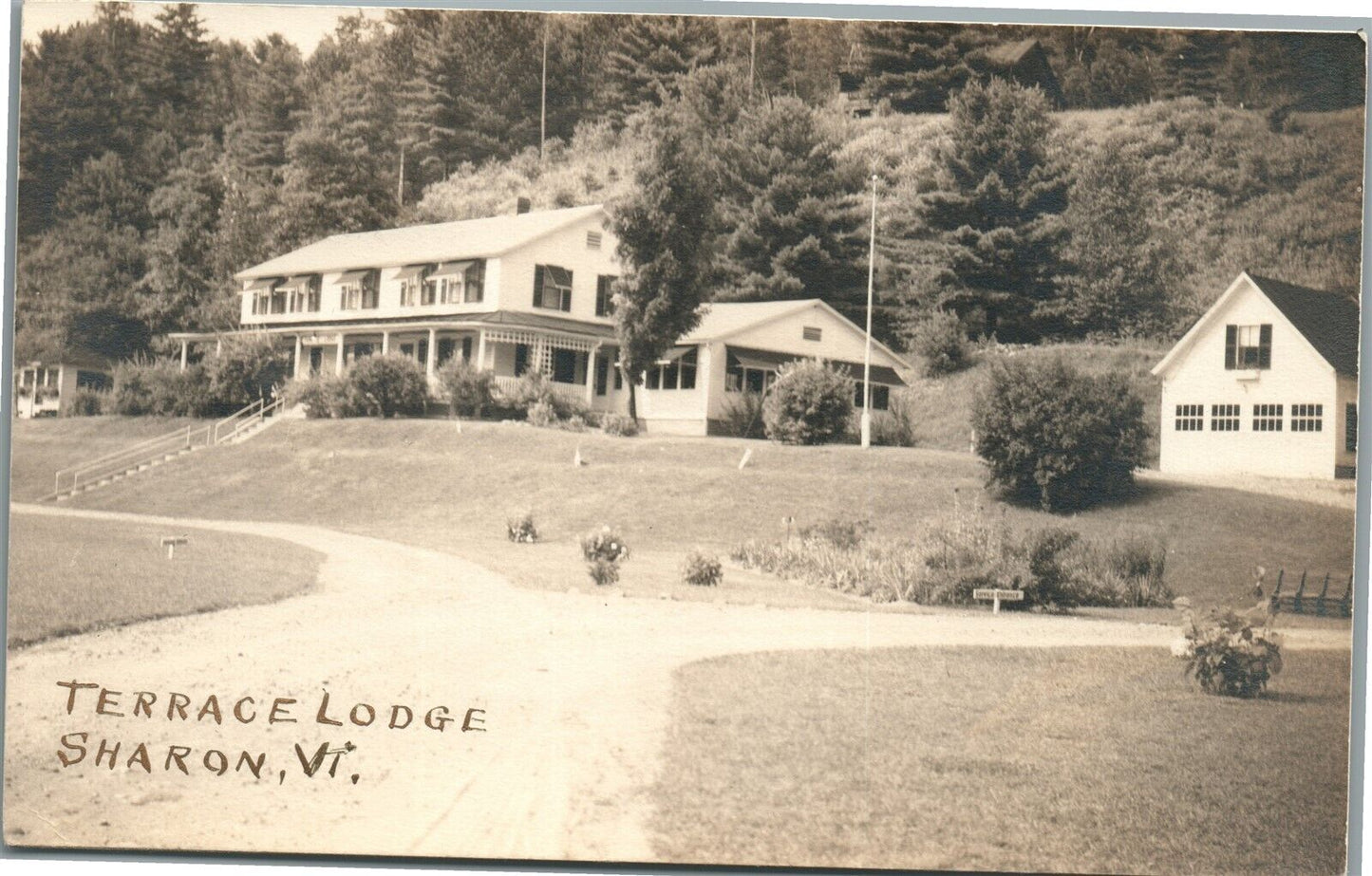 SHARON VT TERRACE LODGE INN VINTAGE REAL PHOTO POSTCARD RPPC