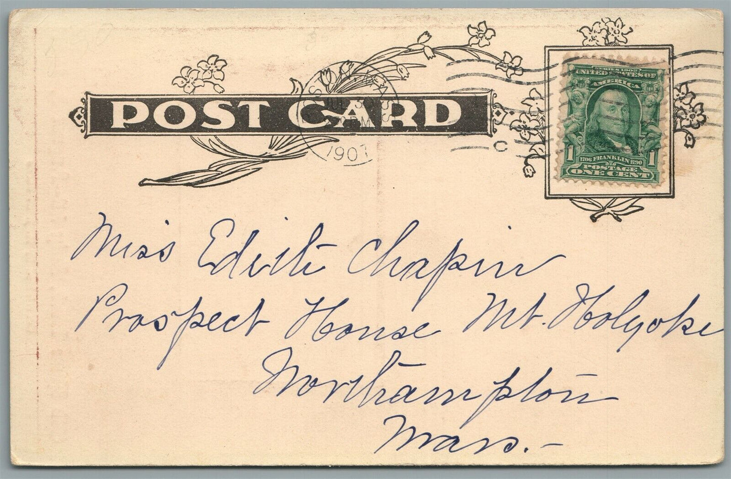 BOSTON MA POST OFFICE OLD HOME WEEK 1907 ANTIQUE POSTCARD