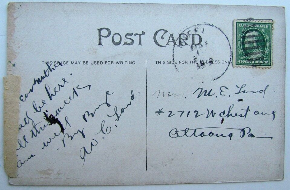 VINTAGE POSTCARD - JUNIATA RIVER & BELL'S ISLAND MIFFLINTOWN PA street scene