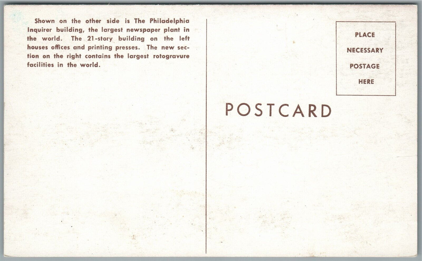 PHILADELPHIA PA INQUIRER BUILDING ANTIQUE POSTCARD
