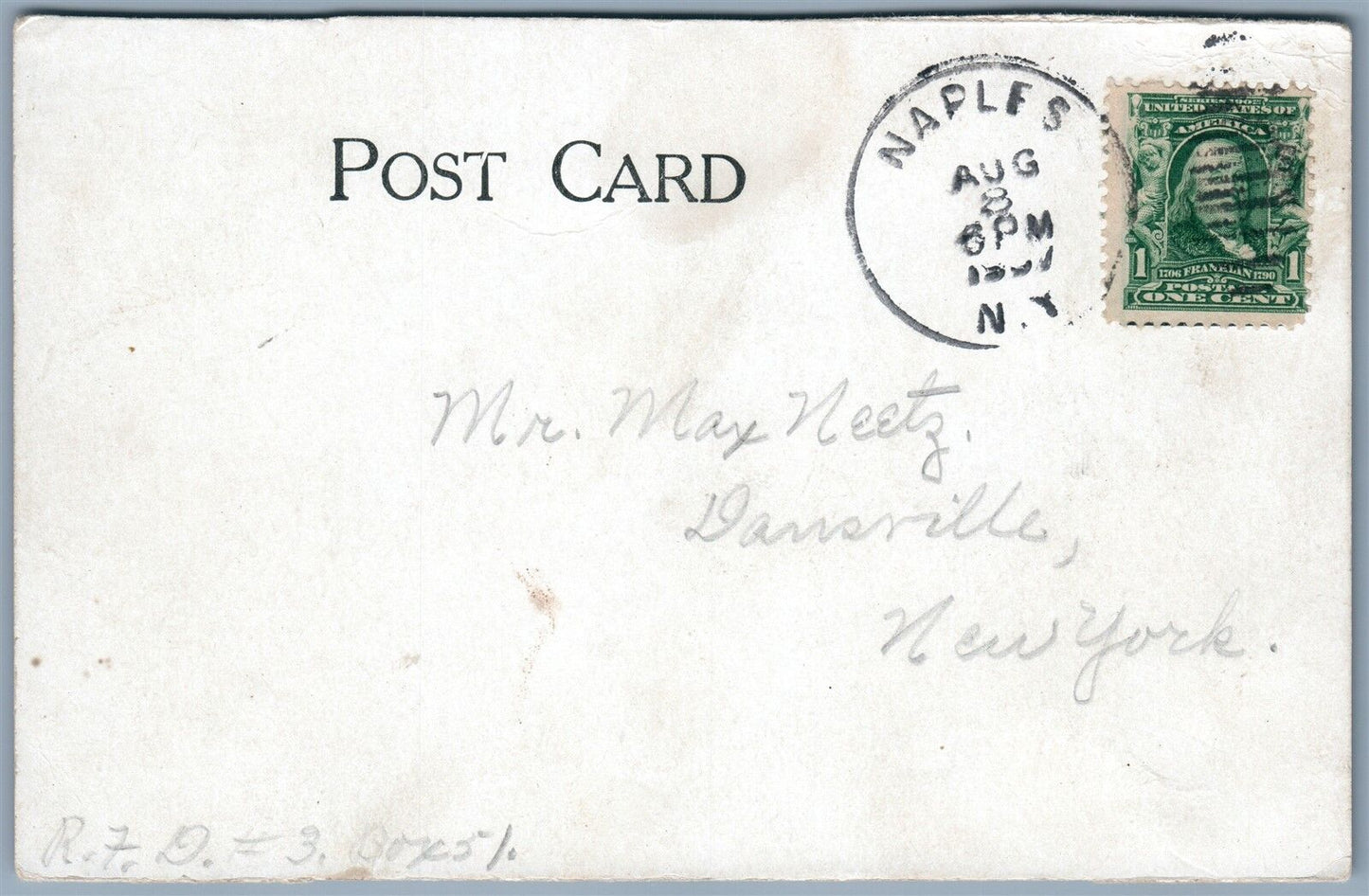 WAYLAND NY MAIN STREET 1907 UNDIVIDED ANTIQUE POSTCARD