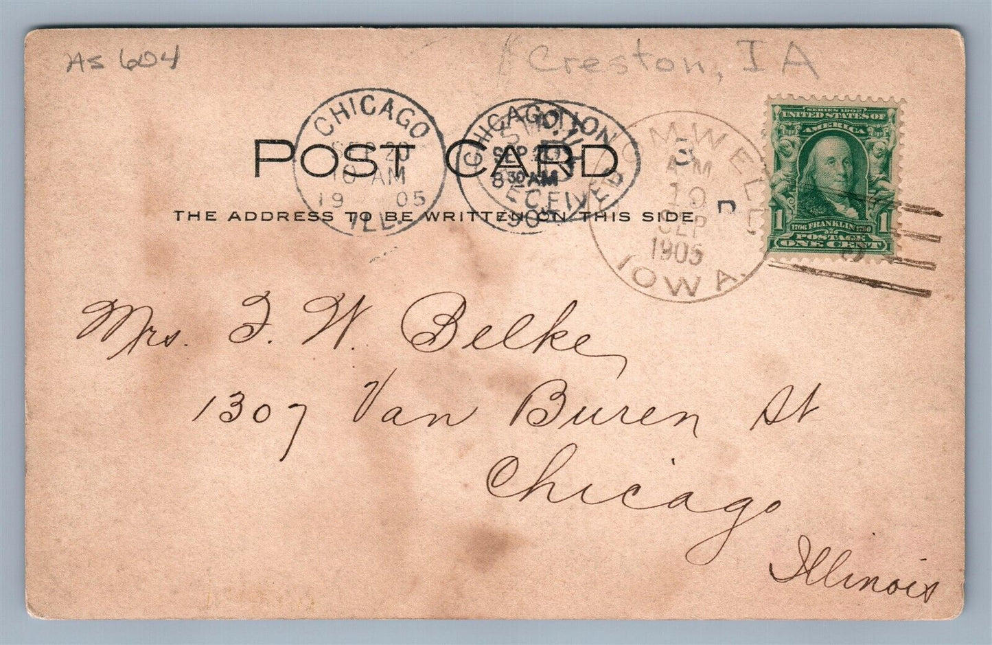 CRESTON IA POST OFFICE ANTIQUE REAL PHOTO POSTCARD RPPC