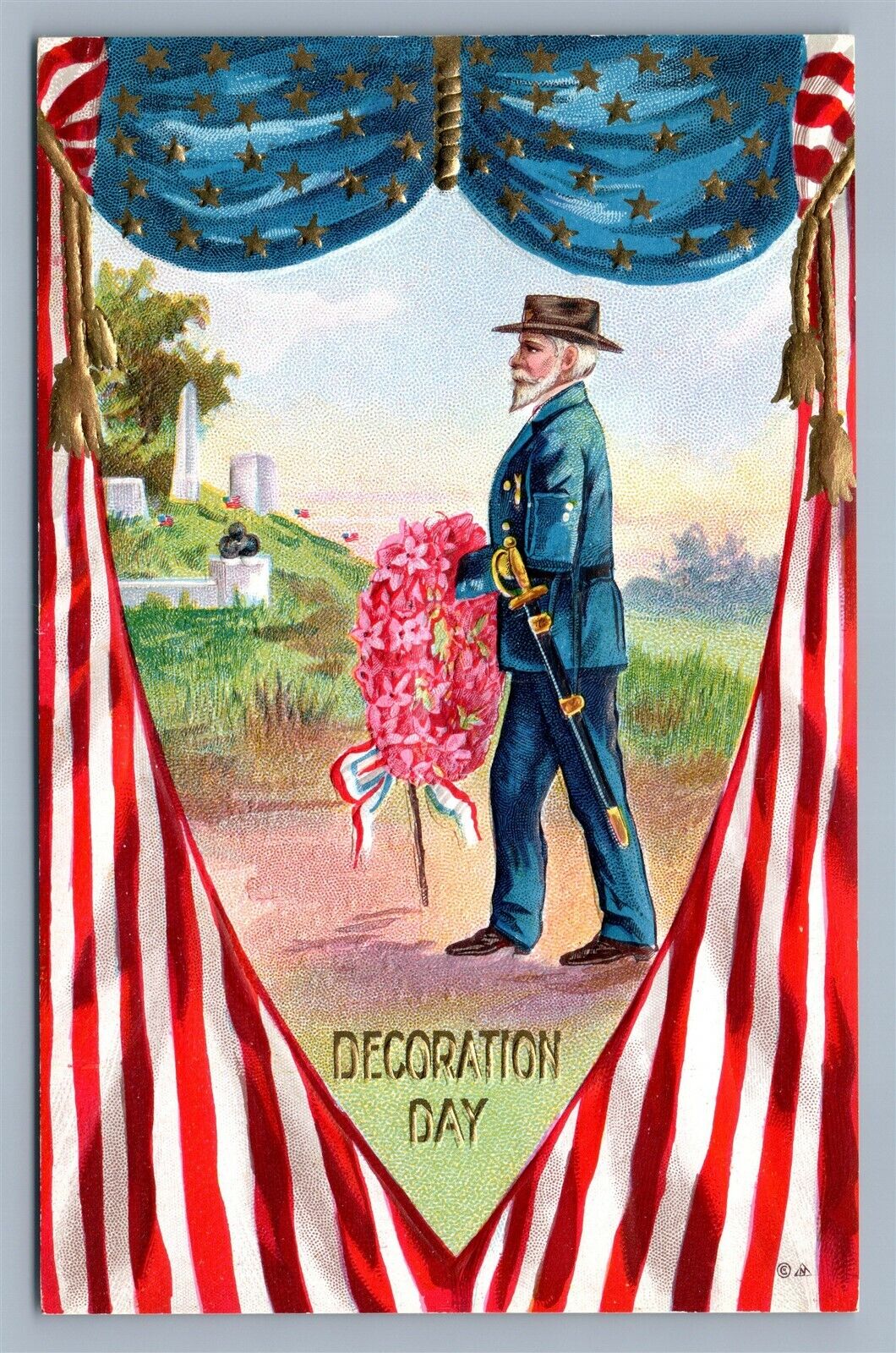 DECORATION DAY EMBOSSED ANTIQUE POSTCARD series no. 4