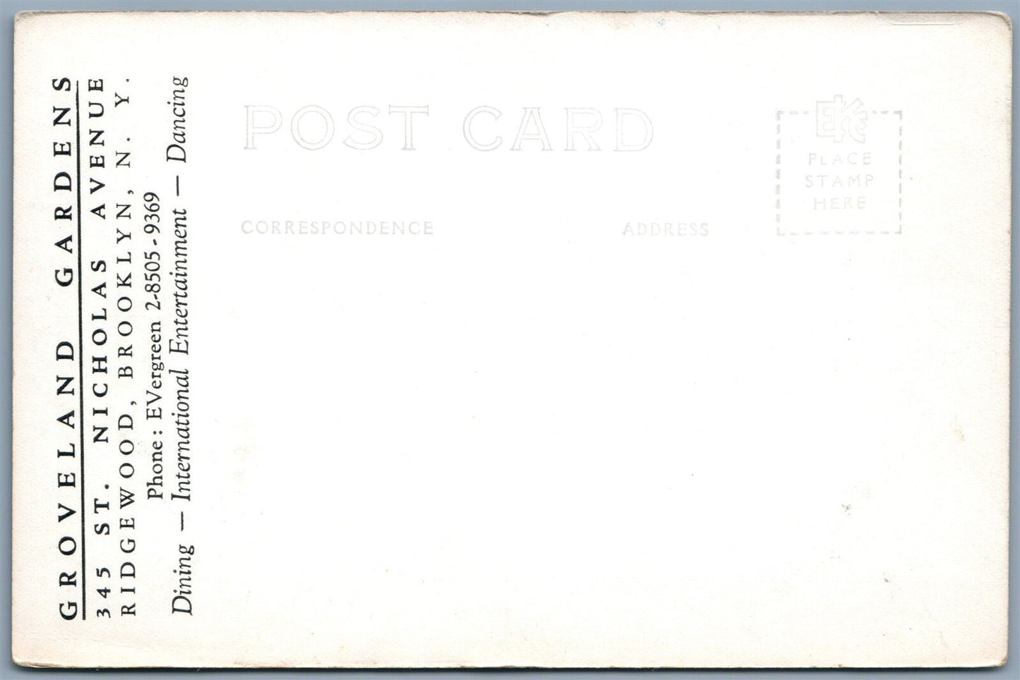 BROOKLYN NY GROVELAND GARDENS ADVERTISING VINTAGE REAL PHOTO POSTCARD RPPC