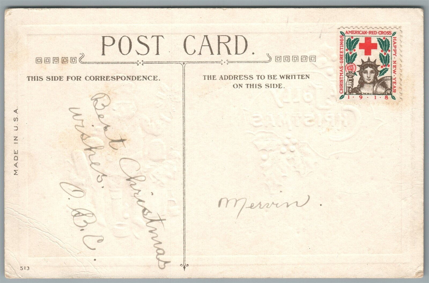 SANTA w/ KIDS JOLLY CHRISTMAS ANTIQUE POSTCARD