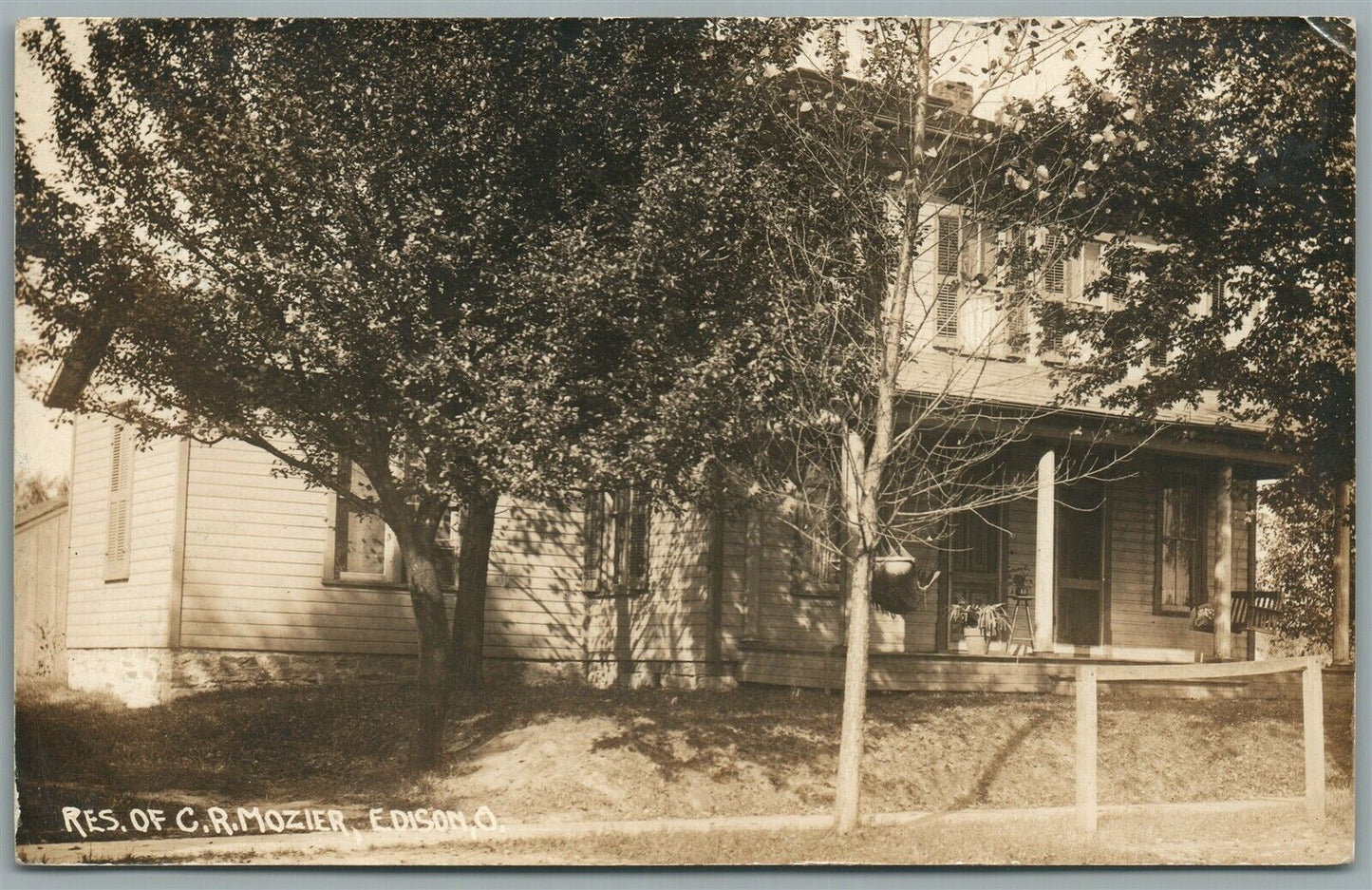 EDISON OH RESIDENCE of MOZIER ANTIQUE REAL PHOTO POSTCARD RPPC