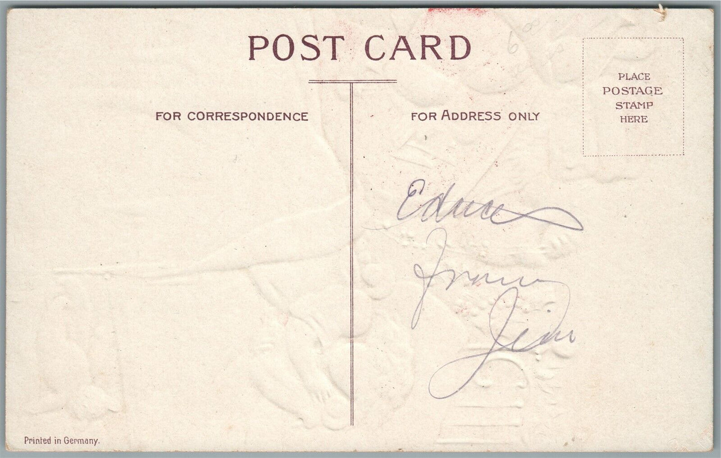 SANTA IN GIRL'S DREAM CHRISTMAS ANTIQUE POSTCARD