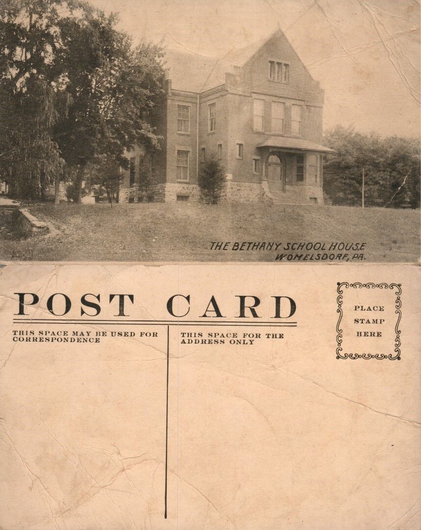 BETHANY SCHOOL HOUSE WOMELSDORF PA ANTIQUE POSTCARD