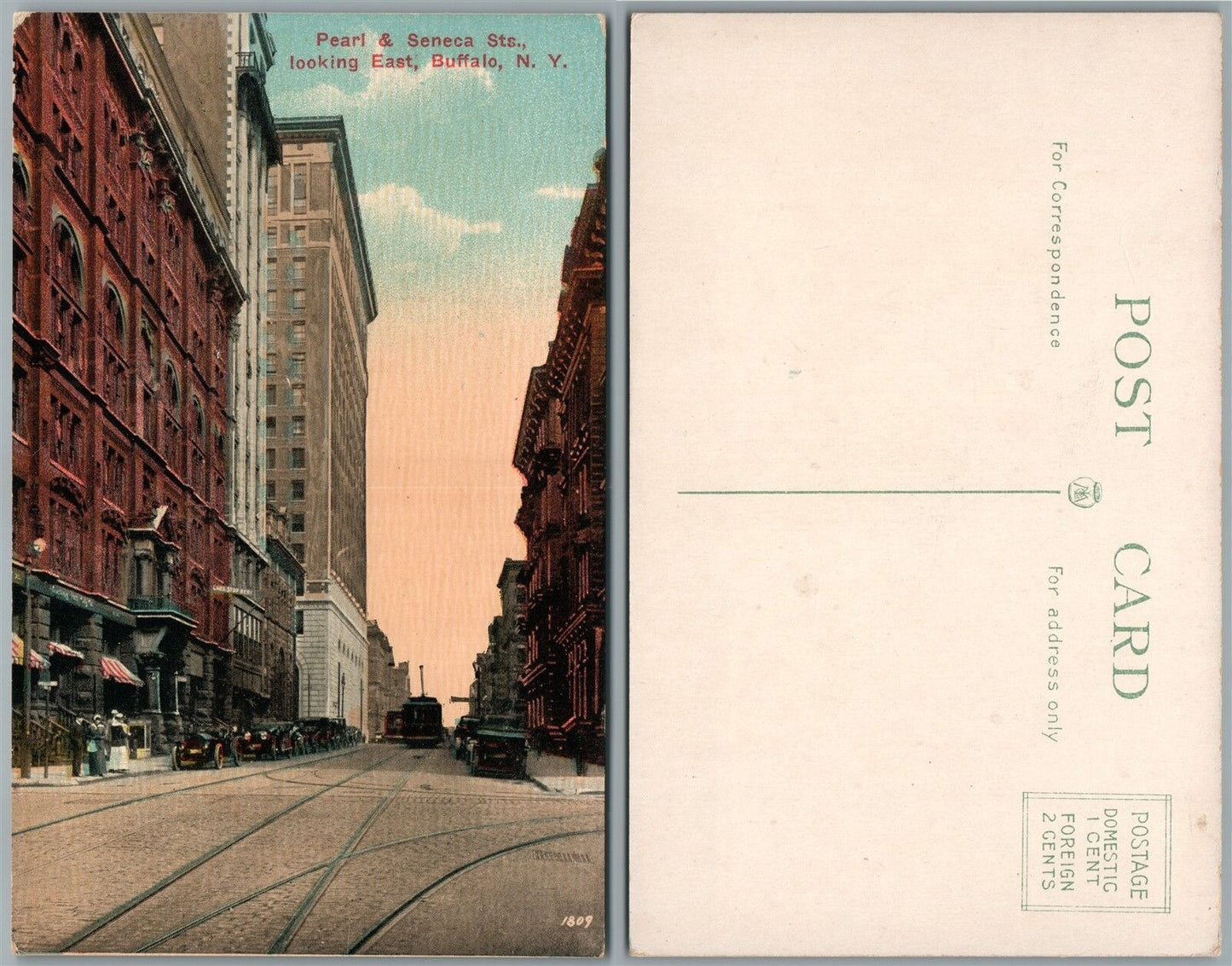 BUFFALO N.Y. PEARL & SENECA STREET ANTIQUE POSTCARD