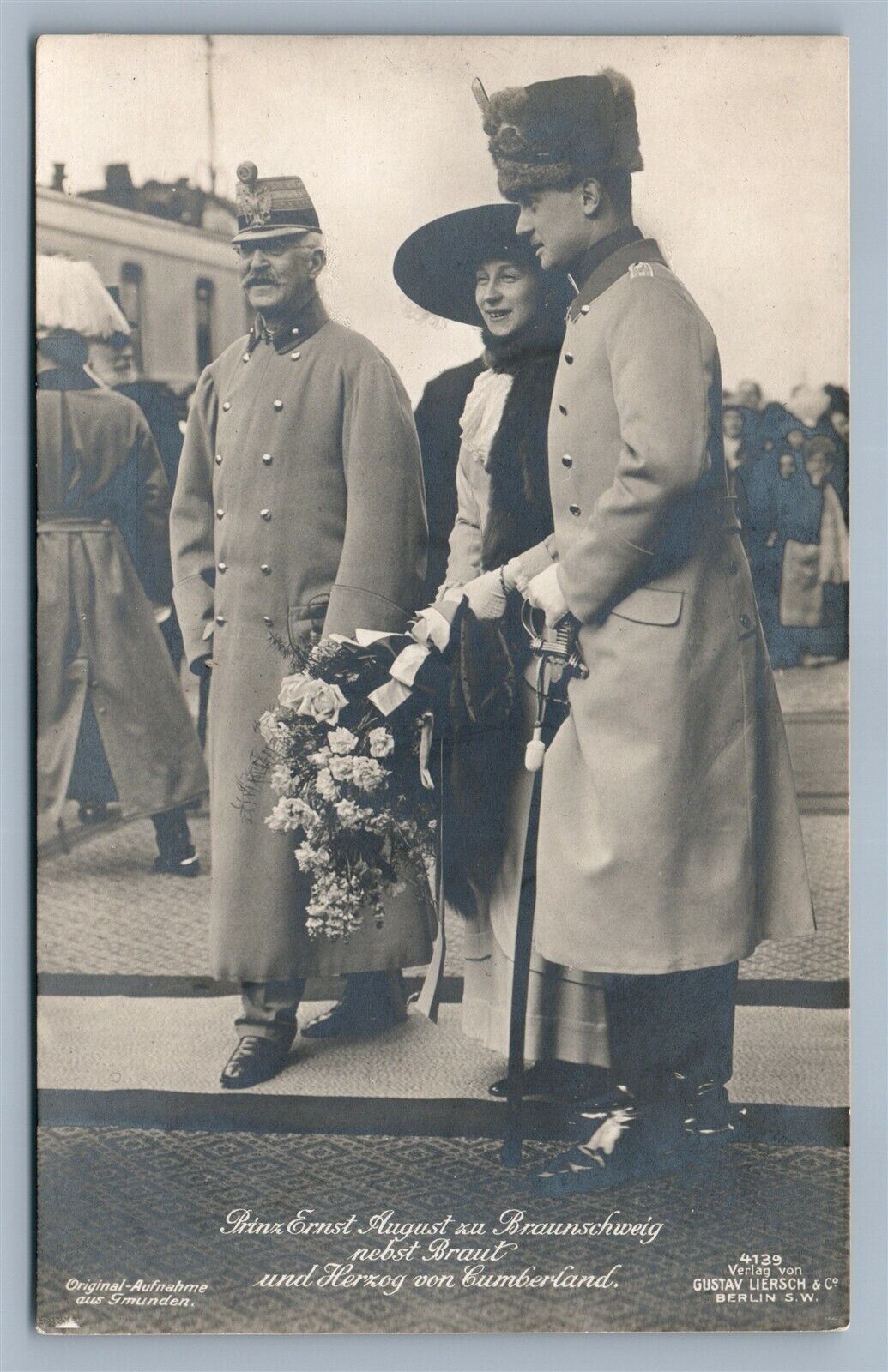 GERMAN PRINCE ERNST AUGUST w/ FLOWERS ANTIQUE REAL PHOTO POSTCARD RPPC