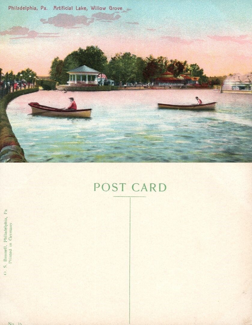 WILLOW GROVE ARTIFICIAL LAKE PHILADELPHIA PA ANTIQUE POSTCARD