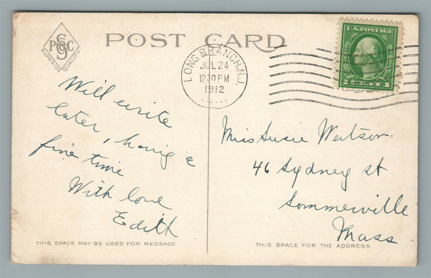 LONG BRANCH NJ BATH AVENUE ANTIQUE POSTCARD