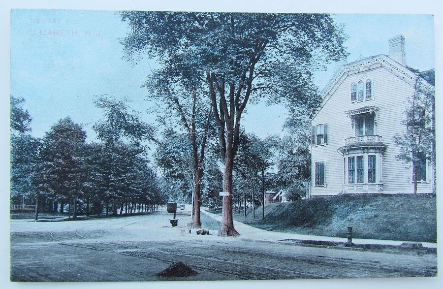 VINTAGE POSTCARD ELIZABETH New Jersey NJ STREET SCENE TROLLEY railroad railway