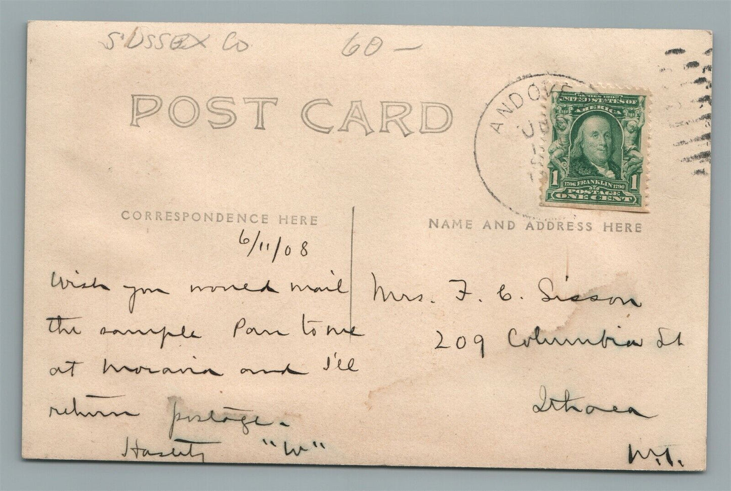 ANDOVER NY ELM STREET SCENE ANTIQUE REAL PHOTO POSTCARD RPPC