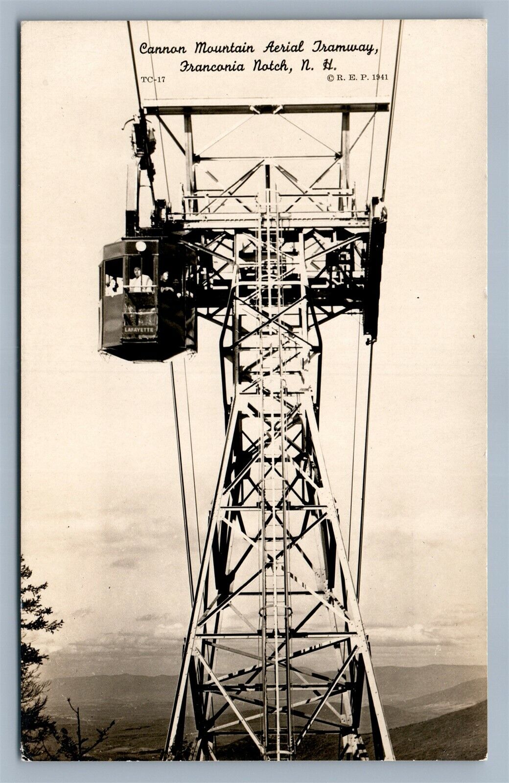 FRANCONIA NOTCH NH CANNON MTN AERIAL TRAMWAY VINTAGE REAL PHOTO POSTCARD RPPC