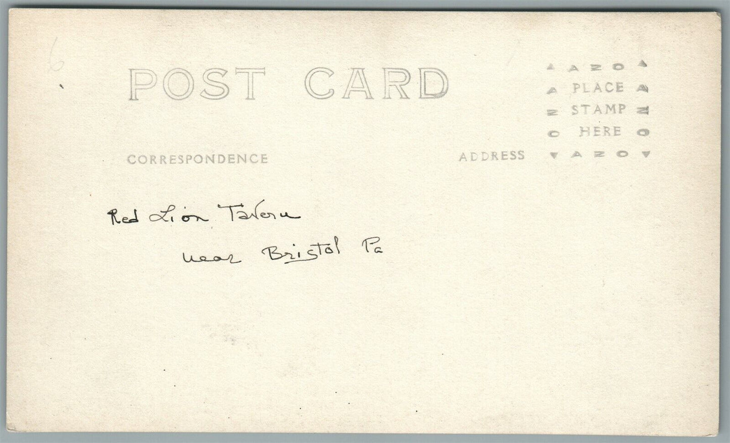 BRISTOL PA RED LION TAVERN ANTIQUE REAL PHOTO POSTCARD RPPC
