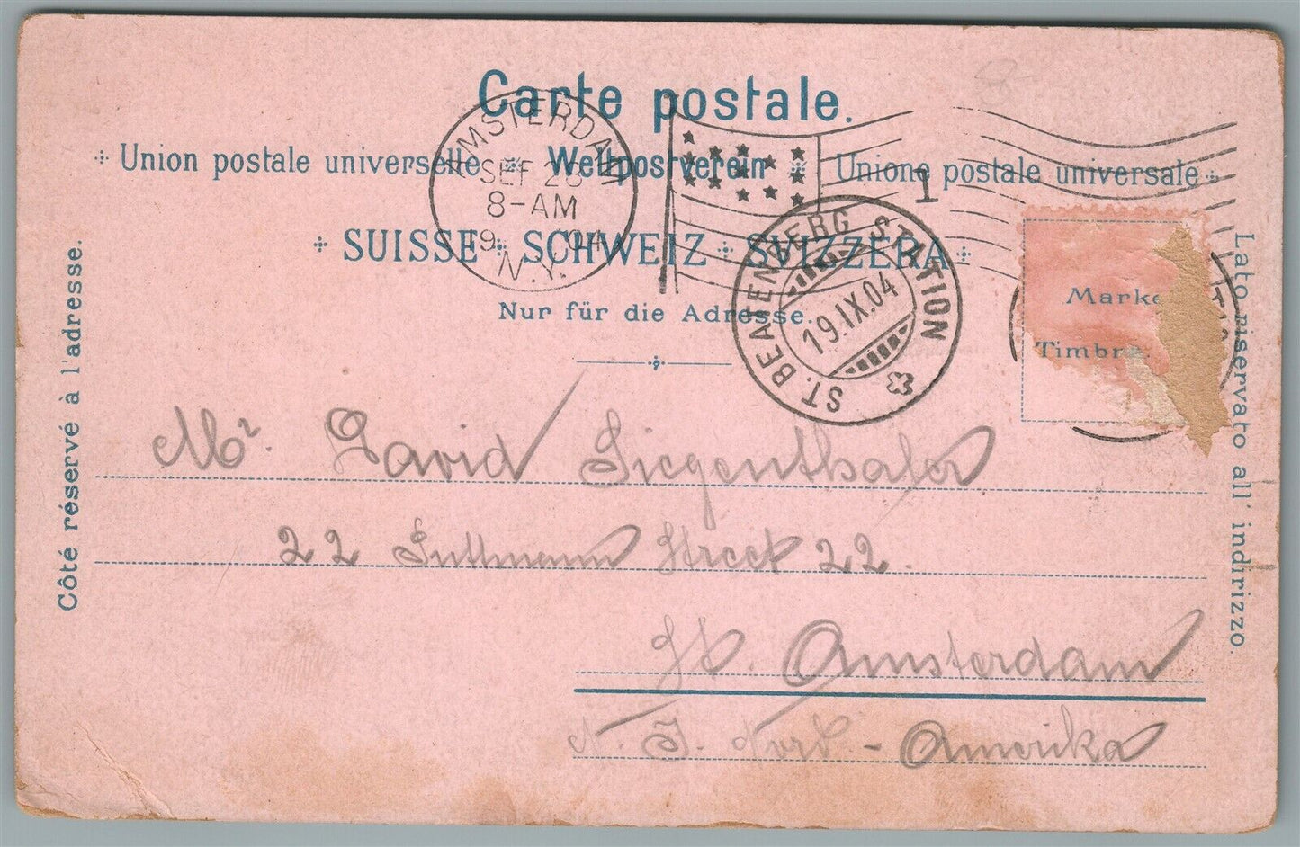 BEATENBERG SWITZERLAND ANTIQUE RED CROSS POSTCARD