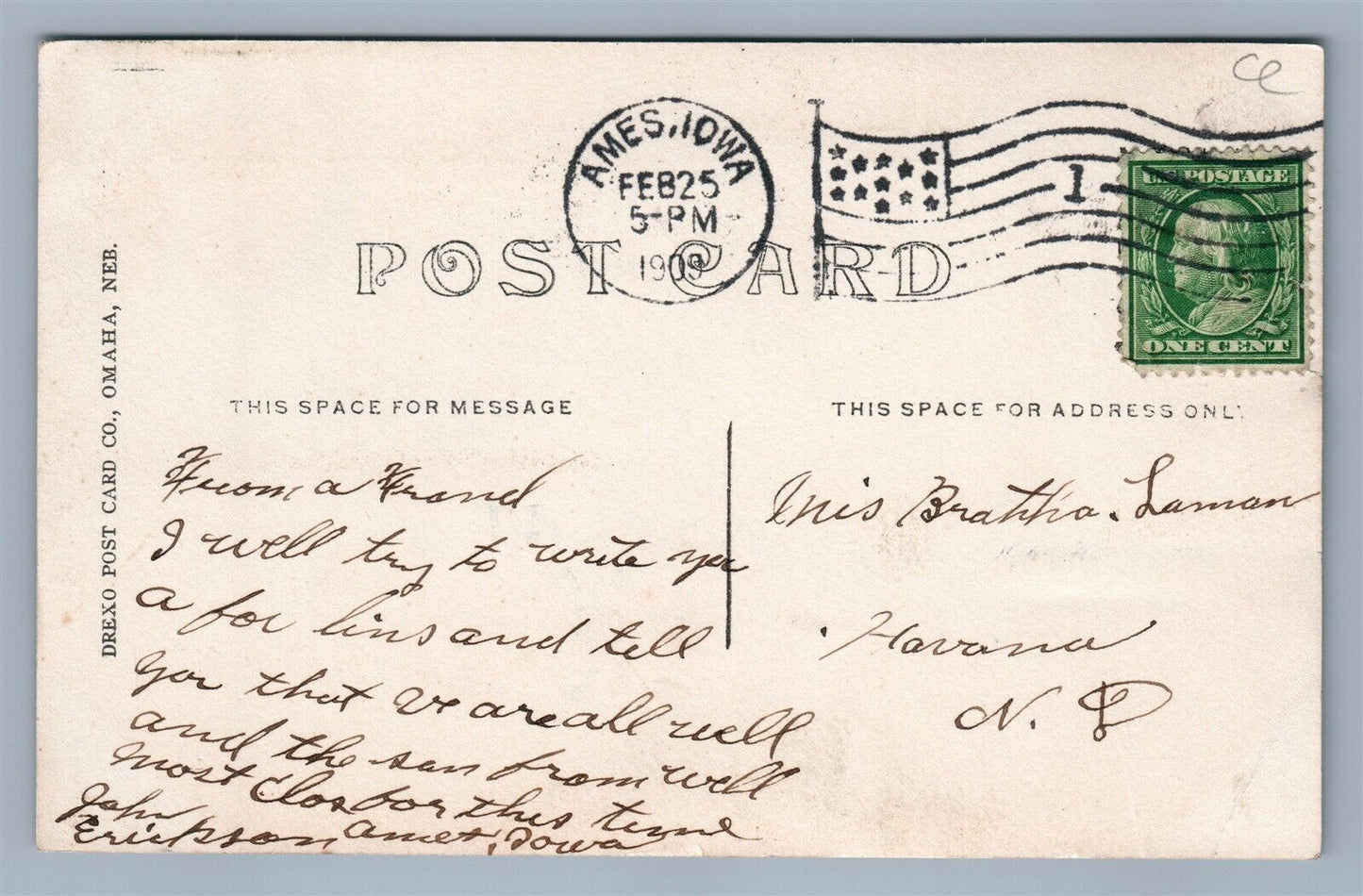 AMES IA ONONDAGA STREET ANTIQUE REAL PHOTO POSTCARD RPPC