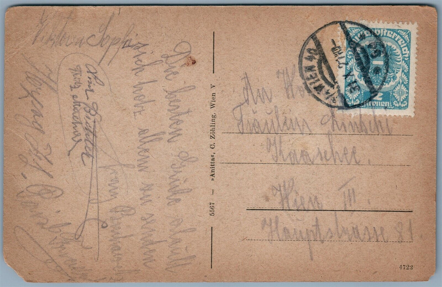 WIEN AUSTRIA GASTWIRTSCHAFT ANTIQUE POSTCARD w/ STAMP Pilsner Urquell