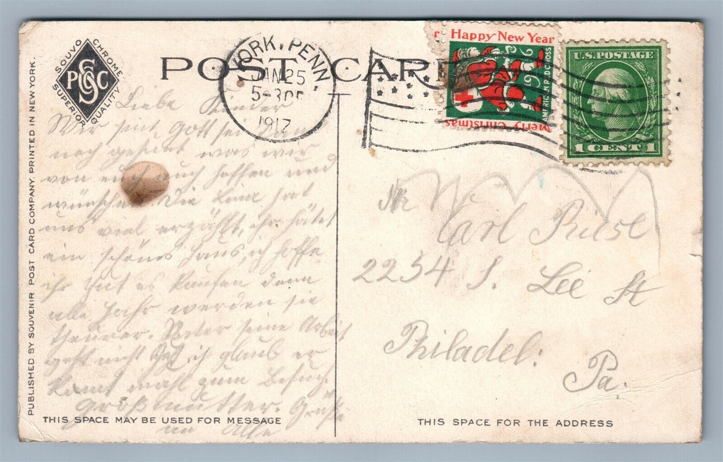 YORK PA CODORUS CREEK LOUCKS MILL 1917 ANTIQUE POSTCARD