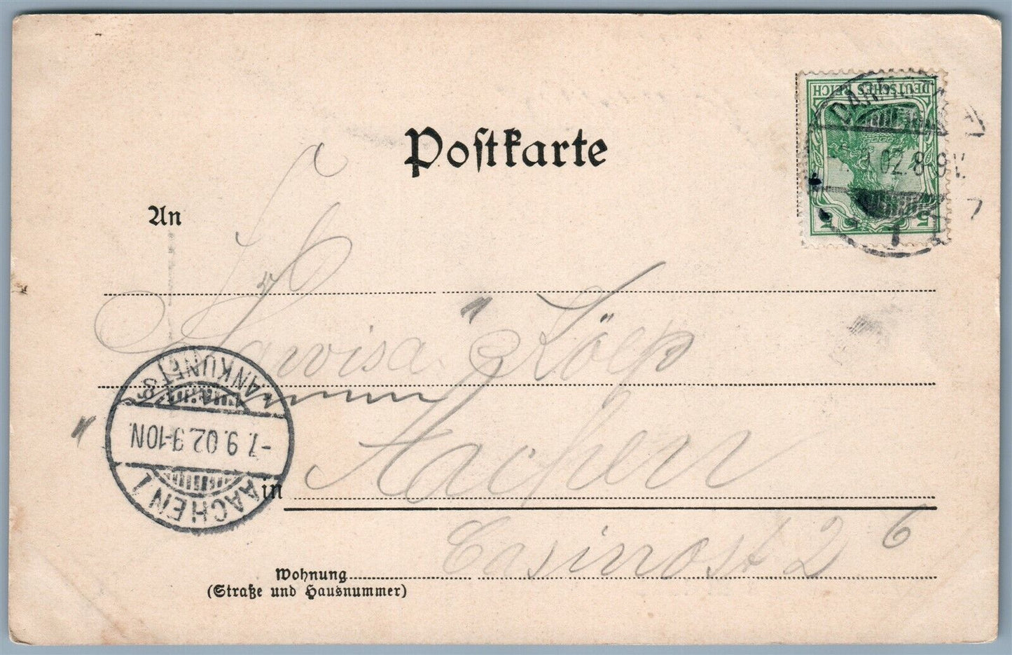 GRUSS AUS DARMSTADT GERMANY 1902 UNDIVIDED ANTIQUE POSTCARD w/ STAMP